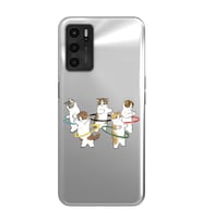 Oppo A16 / A55 Uyumlu Tatlı Kediler Tasarımlı Şeffaf Telefon Kılıfı