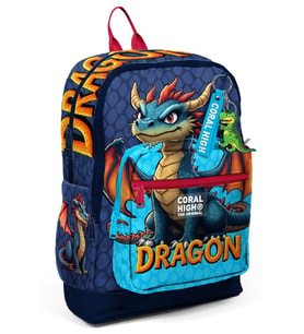 Coral High Erkek Çocuk Mavi Sarı Dragon Desenli İlkokul Sırt Çantası (Dört Bölme) 33213