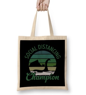 Loch Ness Monster Social Distancing Champion Bez Çanta Uzun Saplı