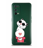 Realme 7 Pro Soft Premier Kapak Coolcat Tasarımlı Silikon Kılıf - Yeşil (Şeffaf)