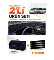 e-biz VOLKSWAGEN TRANSPORTER T5 TEK KAPAKLI (2003-2016) Torpido + Tay Tüyü Çanta - Siyah-Mavi - VW027