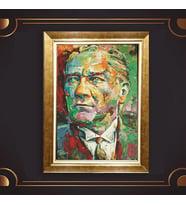 Altın Varaklı Çerçeveli Paspartulu Atatürk Tablo z4773 (Gold)
