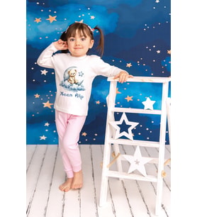 Pia Baby Premium %100 Pamuk İsme Özel Çocuk Pijama Takımı 1-8 Yaş 5068-14 (Pembe)