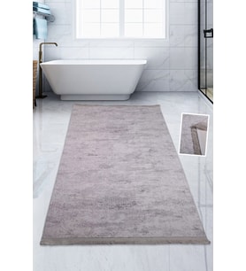 Nova Gri 80x150 cm Büyük Ebat Banyo Paspası Spor Saçaklı Kaymaz Taban Peluş
