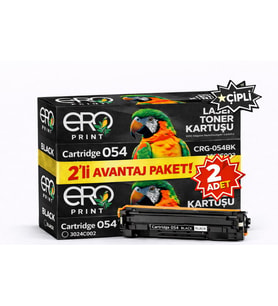 Canon CRG 054 Siyah Muadil Toner - 1500 Sayfalık Çipli Toner - 2'li Avantaj Paket