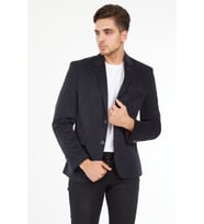 SPOSO G-192 İKİ DÜĞME TEK YIRTMAÇ DAR KALIP VELVET KUMAŞ BLAZER CEKET (Lacivert)