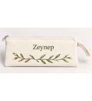 Kişiye Özel Yaprak Çerçevesi Baskılı Fermuarlı Clutch El Çantası Makyaj Çantası