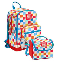 Coral High Kırmızı Çok Renkli Dama Desenli (Kız Çocuk) Okul Sırt ve Beslenme Çantası Seti - SETYGN33225B
