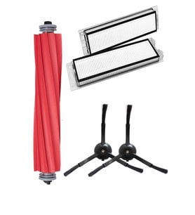 Roborock QRevo Uyumlu 5 Parça Siyah Yan Fırçalı Set (DİKKAT: S-Pro-MaxV Modellerine Uymaz)