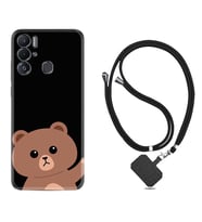 Tecno Pova Neo Kılıf Resimli Boyun Askılı İpli Desenli Silikon Series Hello Bear 1905