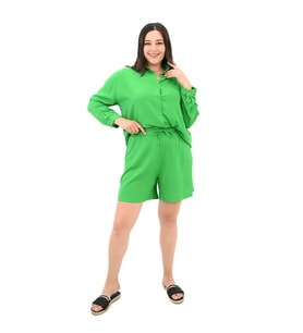 Kadın Büyük Beden Uzun Kollu Şortlu İkili Takım 8127-25 (Benetton)