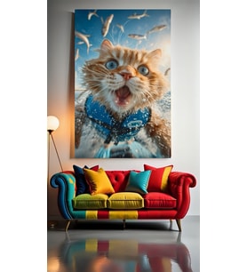 SU SPORU SEVEN KEDİ 1 Ev Duvar Salon Güzellik Salonu Ofis Dükkan Dekarasyon Kanvas Tablo (Çok Renkli)