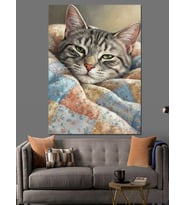 Uyuyan Kedi Tatlı Dinlenme Dekoratif Kanvas - Mdf Ahşap Tablo
