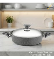 ARZU ÇELİK 28 Cm Granit Karnıyarık & Pilav Tenceresi Çelik Kapak - Gri