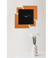 Dekoratif Ahşap Duvar Saati 50 cm - Puzzle (Turuncu)