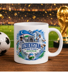 BK Gift Özbekistan Taraftar Temalı 2026 Dünya Kupası Tasarımlı Beyaz Kupa Bardak