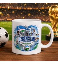 BK Gift Özbekistan Taraftar Temalı 2026 Dünya Kupası Tasarımlı Beyaz Kupa Bardak