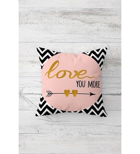 Love You More Çift Tarafı Baskılı Gizli Fermuarlı Yastık Kılıfı Kırlent Koltuk Yastık Kılıfı (Pembe)