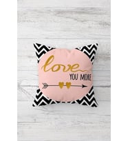 Love You More Çift Tarafı Baskılı Gizli Fermuarlı Yastık Kılıfı Kırlent Koltuk Yastık Kılıfı (Pembe)