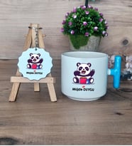 Sevimli Panda Hediye Seti Kupa Bardak T Kulplu ve Anahtarlık Arkadaşa Sevgiliye Hediye (Model 3)
