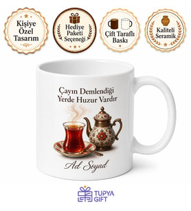 Çay Tiryakisi İnce Belli Demlik Tavşan Kanı Kupa Bardak Hediye