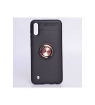 Samsung Galaxy M10 Uyumlu Kılıf Zore Ravel Silikon Kapak (Siyah-Rose Gold)