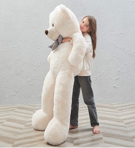 Sevgiliye Özel HEDİYE - 150 cm Papyonlu Şaşkın Peluş Ayı-DEV Boy - % 100 YERLİ - (Beyaz)