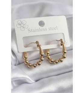 316L Çelik Gold Renk Topçuk Halka Model Kadın Küpe TJ-BKP8301