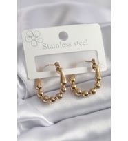 316L Çelik Gold Renk Topçuk Halka Model Kadın Küpe TJ-BKP8301