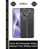 Pura 80 Hissiyatlı Dikiş Detaylı Firo Silikon Kılıf Kapak Aksesuar Arka