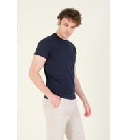 Giyim Dünyası Erkek Sıfır Yaka Basic T-Shirt Lacivert