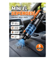 Şarjlı Mini El Süpürgesi – Kablosuz Islak Kuru Temizlik 5 Başlıklı