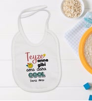 BK Kids Kişiye Özel Teyze Anne Gibi Tasarımlı Bebek Mama Önlüğü - Model 1