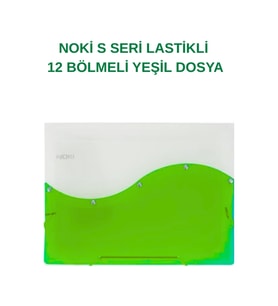 S Seri Lastikli 12 Bölmeli Dosya Yeşil 1 Adet