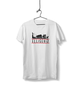 Ellisekiz Yazılı Sivas ve Halay Temalı Unisex Beyaz Sıfır Yaka Tişört
