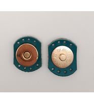 Angel Çanta Aksesuar Turkuaz Renk Gerçek Derili Oval Kenar Mıknatıslı Çıtçıt Light Gold Metalli