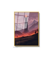 Dikey Çerçeveli Cam Lotr 3 Mordor Modern Ev Dekoru Duvar Sanatı Ev Ofis Tablosu (Altın)