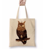 Owl Sunset Baykuş Bez Çanta Uzun Saplı