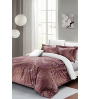 Lastikli Çarşaflı %100 Pamuk Saten Çift Kişilik Nevresim Takımı Marble Shiny
