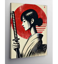 Kanvas Tablo Kılıçlı Japon Kadın