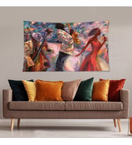 Jazz Şarkıcısı Desenli Leke Tutmaz Kadife Dokulu Kumaş Duvar Örtüsü Duvar Halısı Tapestry (Karışık)