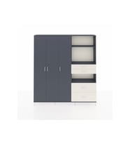 Arges Dolap 12 Raflı 4 Çekmeceli Tek Askılı 220x30x243 Antrasit-Antrasit/Aytaşı