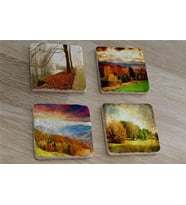 Sonbahar Manzaraları Doğal Taş Bardak Altlığı 4'lü set - Natural Stone Coasters