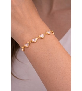 Kadın Gold Renk Zirkon Taşlı Bileklik 18CM