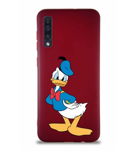 Samsung Galaxy A30S Soft Premier Kapak Donald Duck-D Tasarımlı Silikon Kılıf - Mürdüm (Şeffaf)