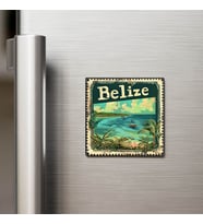 Belize Belize - Posta Pulu Temalı Ülke - Baskılı Buzdolap Magneti Kare - 9x9 cm