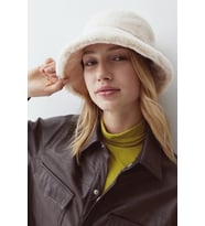 Krem Yumuşak Dokulu Peluş Bucket Şapka