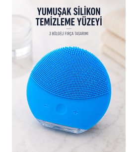 Silikon Yüz Temizleme Fırçası Ayarlanabilir Titreşimli Mavi Cilt Bakım Cihazı