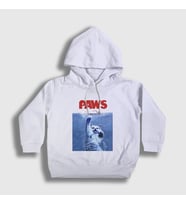 Presmono Unisex Çocuk Beyaz Paws Jaws Film Komik Kedi Kedili Kapüşonlu Sweatshirt 481402tt