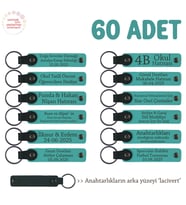 Reklam Ajanslarına Özel Çalışma, 60'lı Set, Kişisel Yazılı Deri Anahtarlık, Koyu Turkuaz & Laci